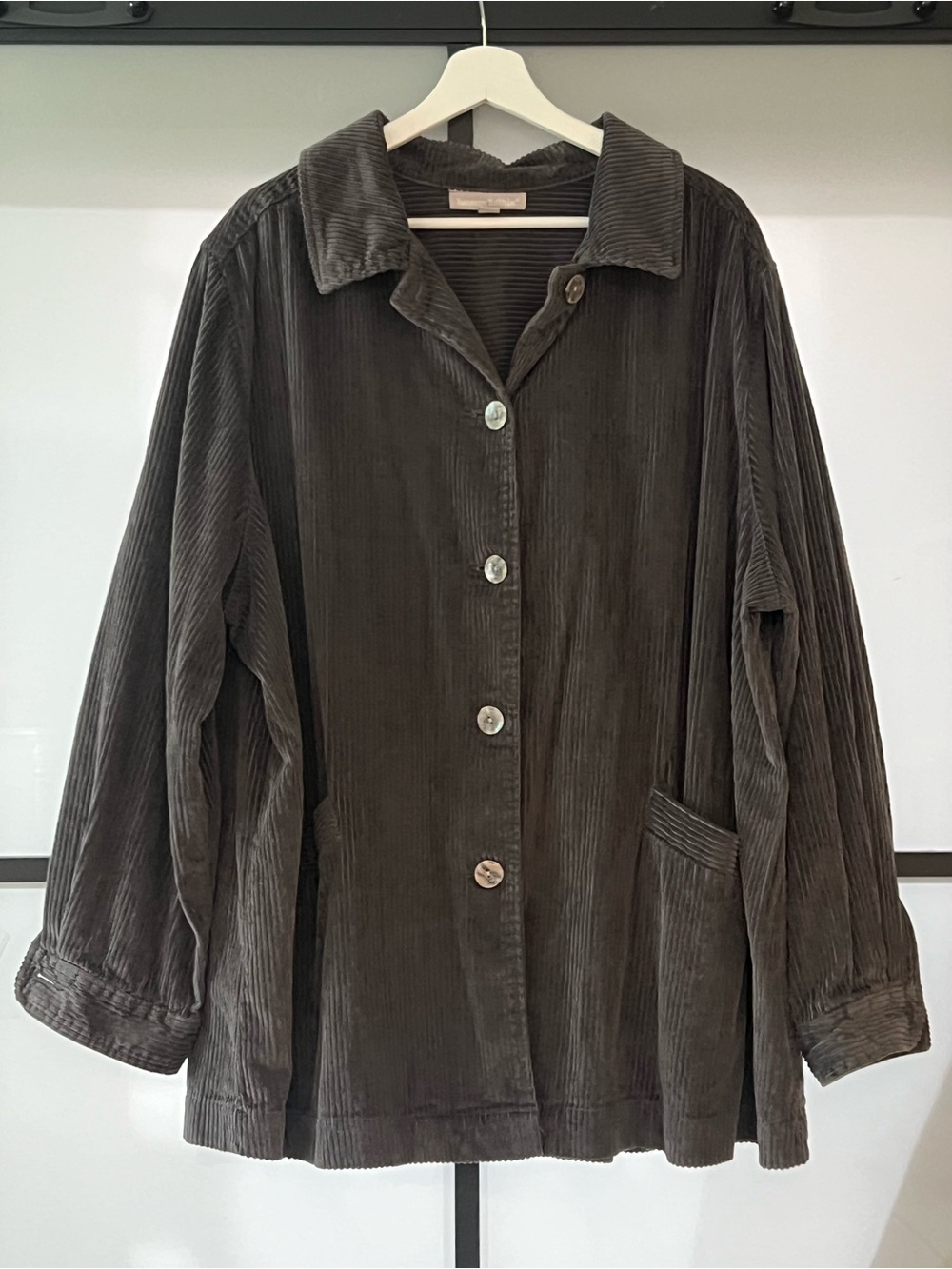 Woman Within Gray Corduroy Pleat-Back Jacket Oversized Shacket Plus Size 1X